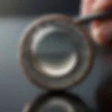 Diamond ring under magnifying glass