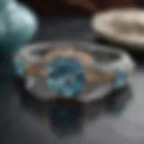Aquamarine bracelet on marble surface