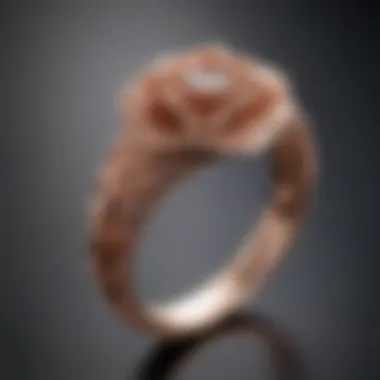 Artistic rose gold wedding ring with intricate filigree details