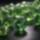 Radiant green garnet stones glistening under soft light