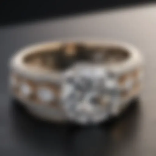 Exquisite round cut diamond ring with pave band