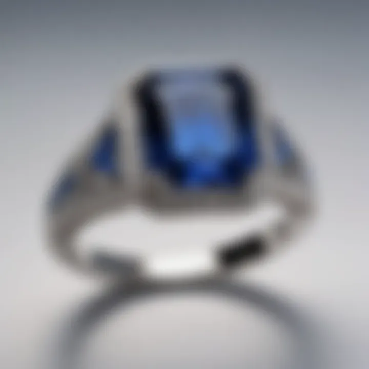 Chic 4 Ct Emerald Cut Engagement Ring with Sapphire Accents