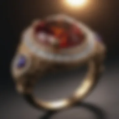 Detailed gemstone jewelry mark on a luxurious ring