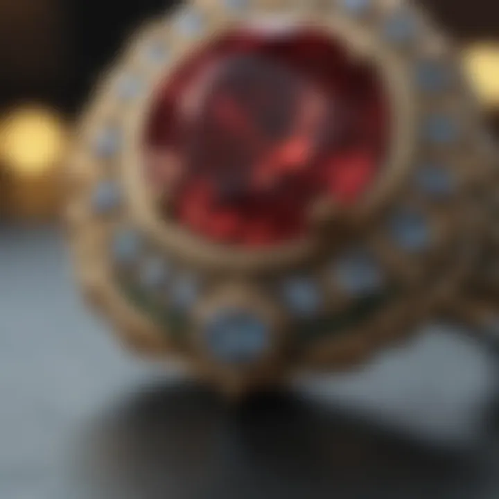 Macro shot of gemstone details on ring