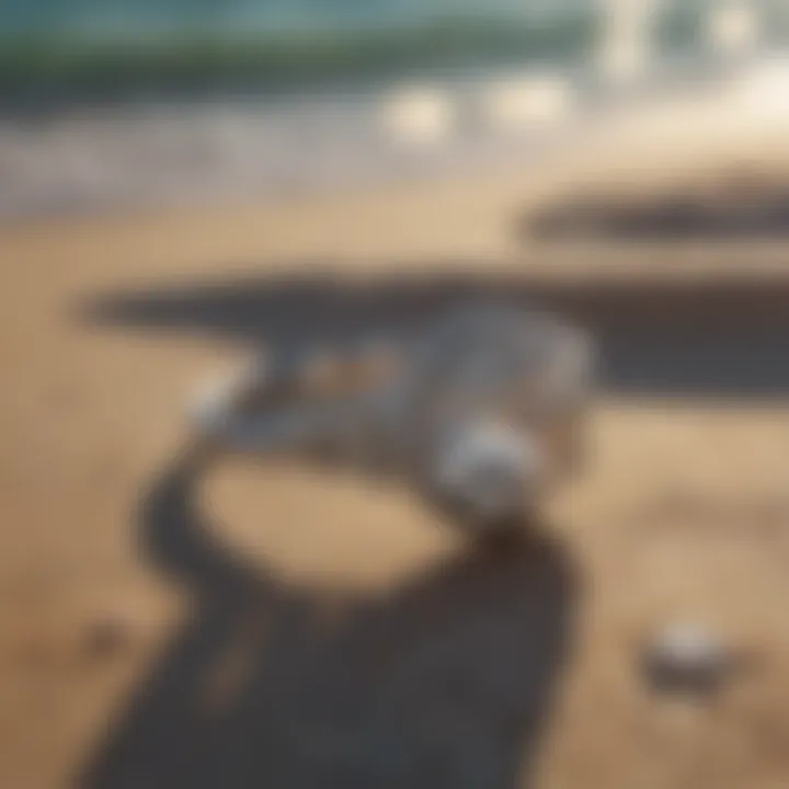 Diamond ring reflecting sunlight on a serene beach