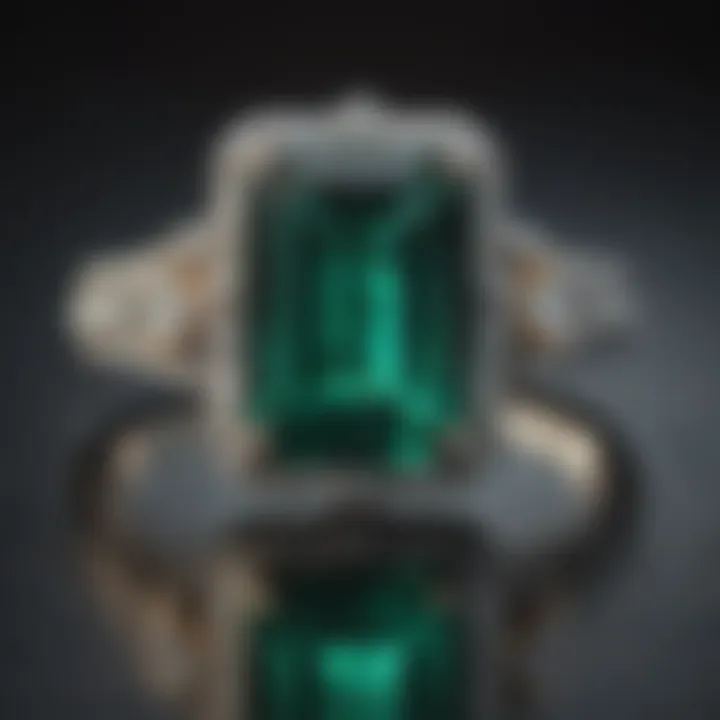 Elegant antique engagement ring with a classic emerald cut gemstone