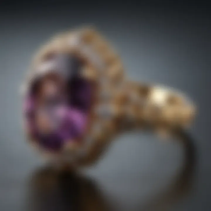 Artistic 18-Carat Gold Ring with Gemstone Setting