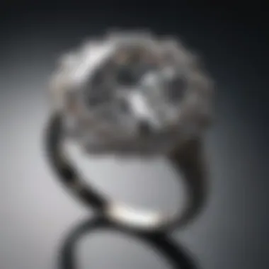Elegant diamond ring showcasing a large colorless gemstone