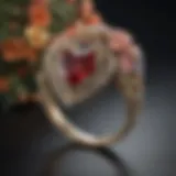 Elegant heart-shaped wedding ring with intricate floral details