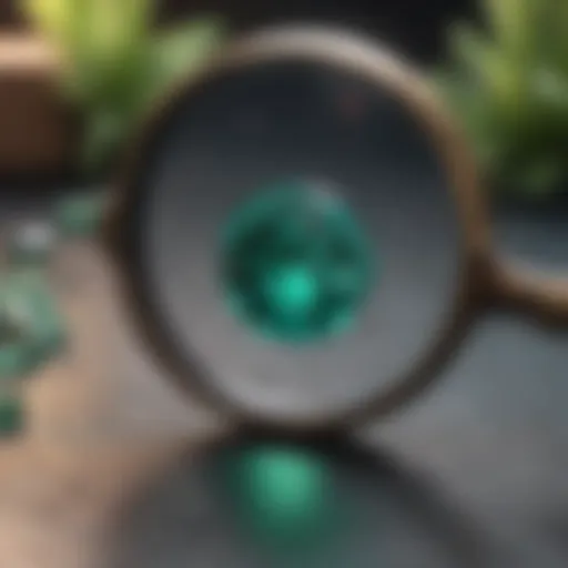 Emerald under magnifying glass