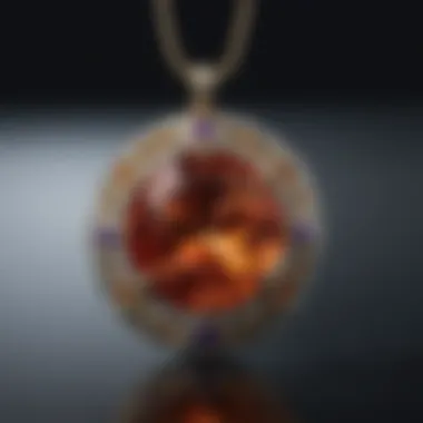 Gemstone pendant suspended in a dance of light and shadows