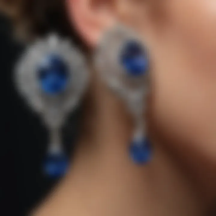 Exquisite sapphire and diamond earrings featuring April birthstone