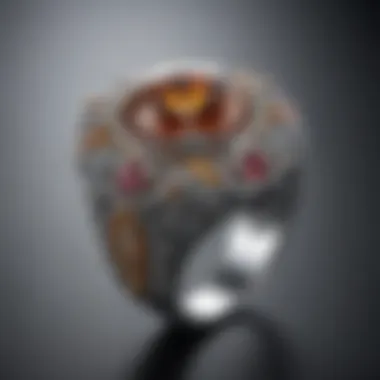Close-up of PMC OneFire Sterling ring showcasing intricate details