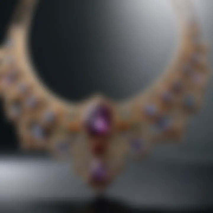 Gemstone-studded 14kt gold necklace