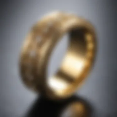Detailed close-up of a gleaming 24k gold band