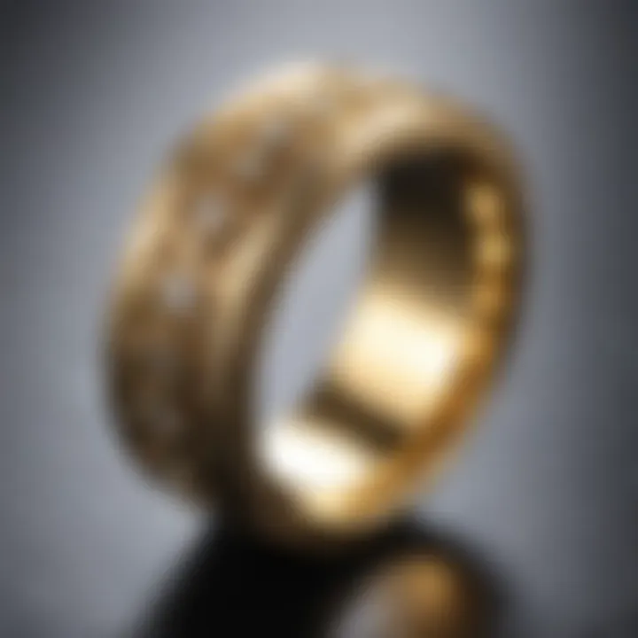 Detailed close-up of a gleaming 24k gold band