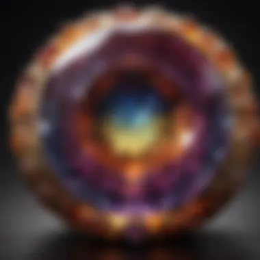 A close-up of a gemstone revealing its hidden depths and mesmerizing patterns