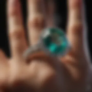 Emerald Ring with Ethereal Aura in Moonlight