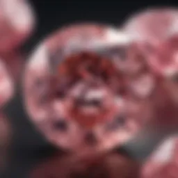 Exquisite pink diamond under microscope