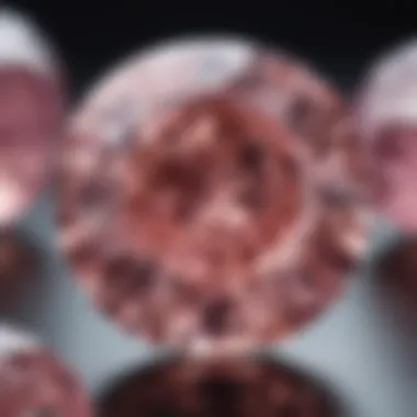 Close-up of lab-grown pink diamond's unique structure