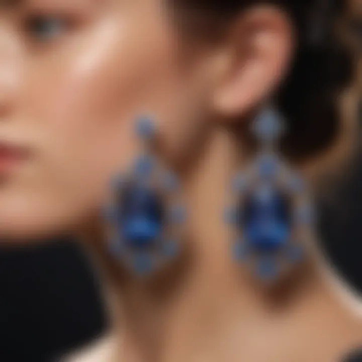 Stunning sapphire earrings reflecting light beautifully