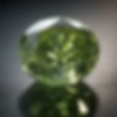 Lime green diamond under magnification revealing its unique features
