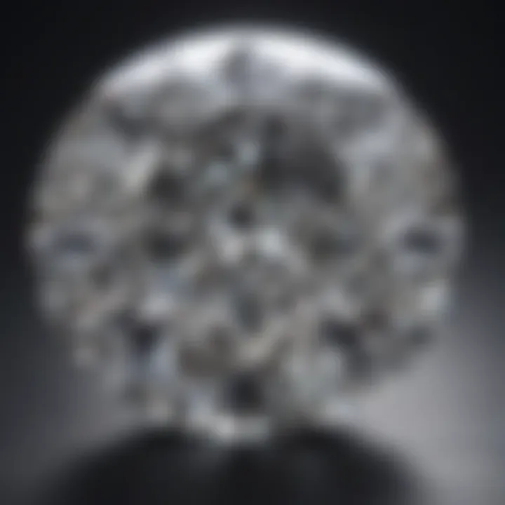 Macro shot of flawless colorless diamond surface details