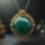 A mesmerizing malachite pendant hanging from a delicate chain