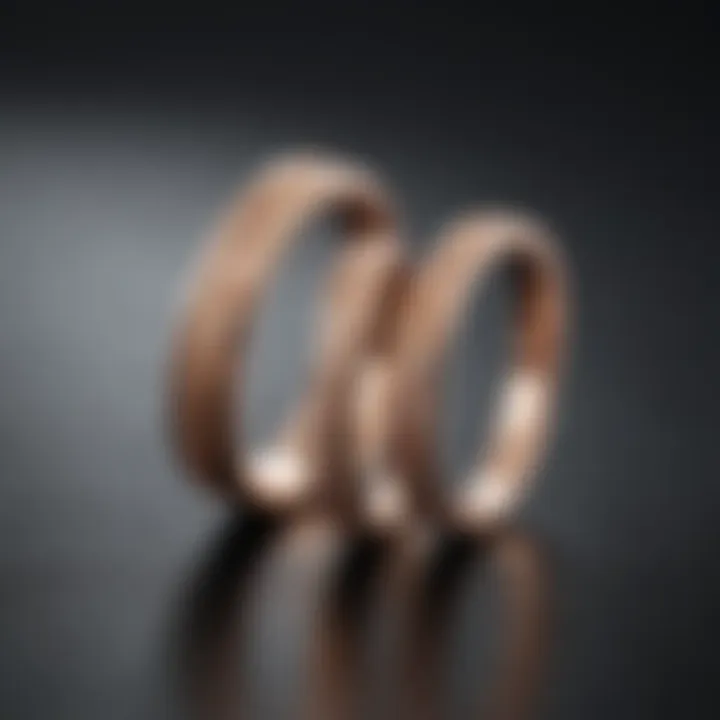 Modern minimalist wedding rings in rose gold