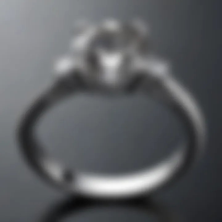 Modern and sleek platinum engagement ring with a unique setting