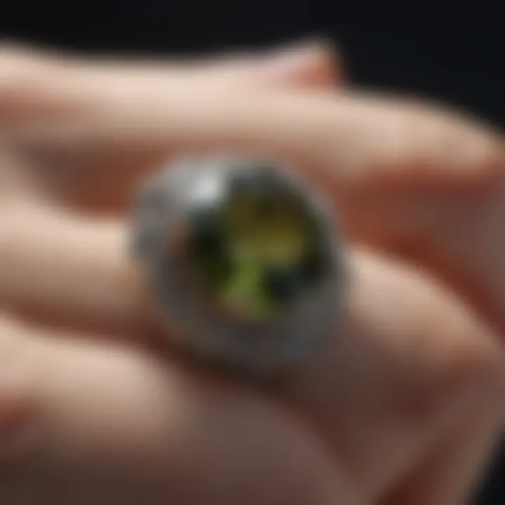 Exquisite Moldavite Ring showcasing Natural Beauty