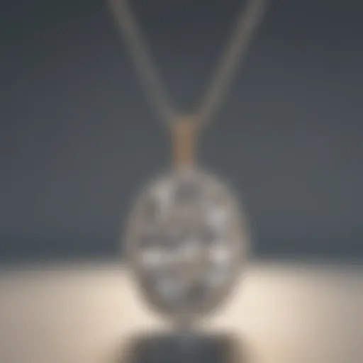 Elegant Oval Diamond Pendant on Silk Background