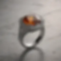 Elegant platinum ring on a marble surface