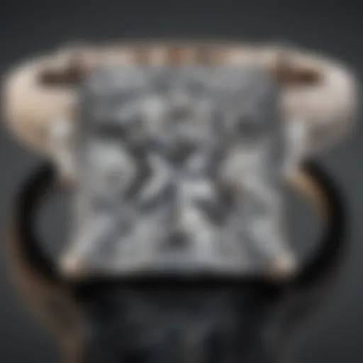 Elegant princess cut engagement ring with 4 carats diamond