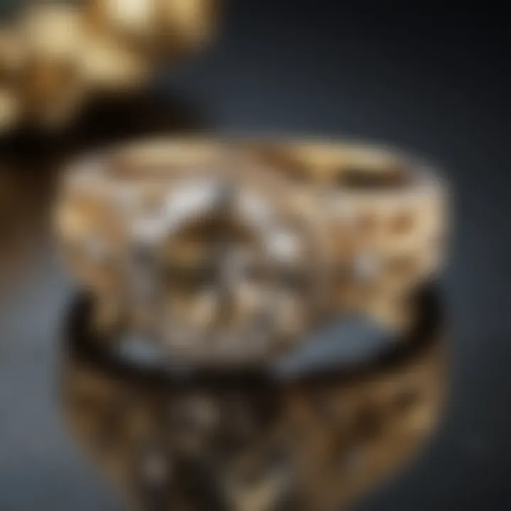 Elegant 14KP Gold Diamond Ring Reflection