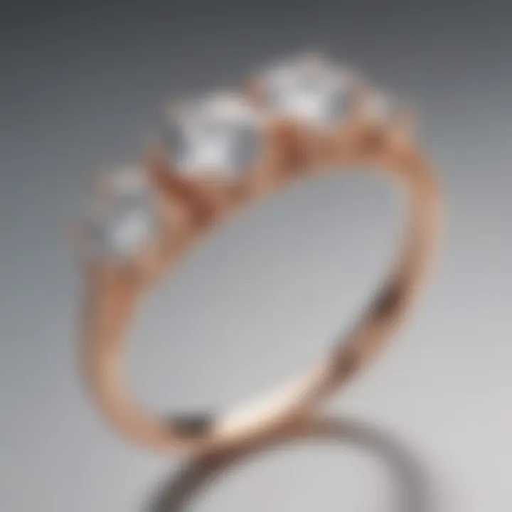 Dazzling Rose Gold Three-Stone Engagement Ring