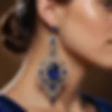 Exquisite Sapphire Earrings from Shane Co on Royal Blue Velvet