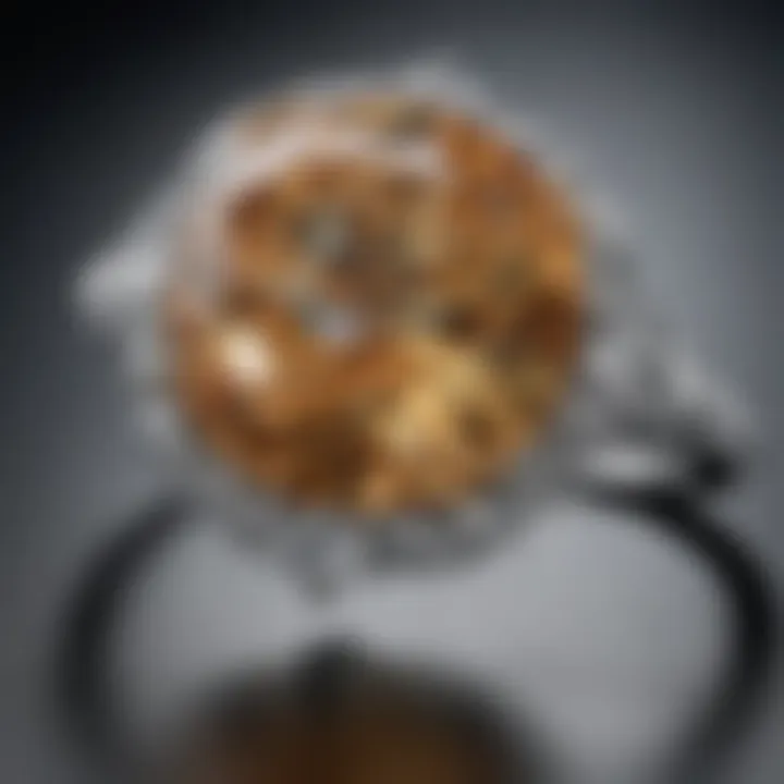 Side view of a stunning ten-carat diamond ring setting