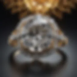 Exquisite ten-carat diamond ring on a velvet display