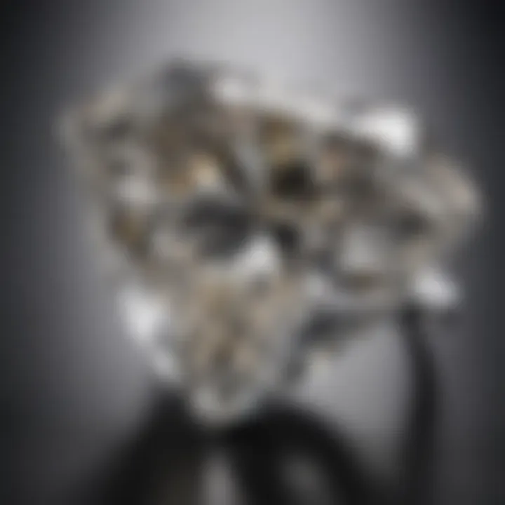 Close-up detail of the unique trillion cut diamond in a luxurious setting