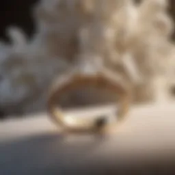Elegant wedding ring on a soft velvet background