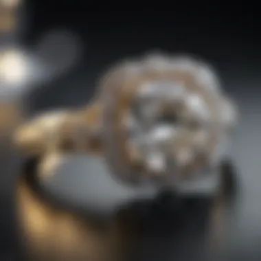 Luxurious diamond engagement ring on dark velvet