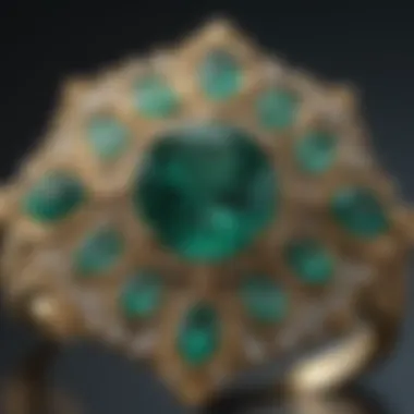 Unique 14k ring with emerald centerpiece