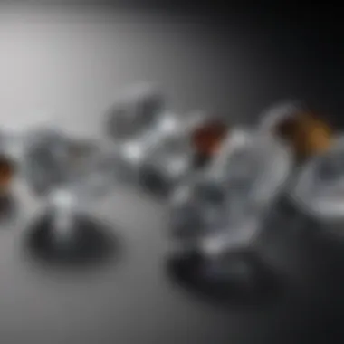 Comparison of various carat weights in diamonds